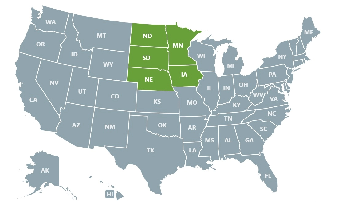 Village Pet Products delivery coverage map across the Midwest