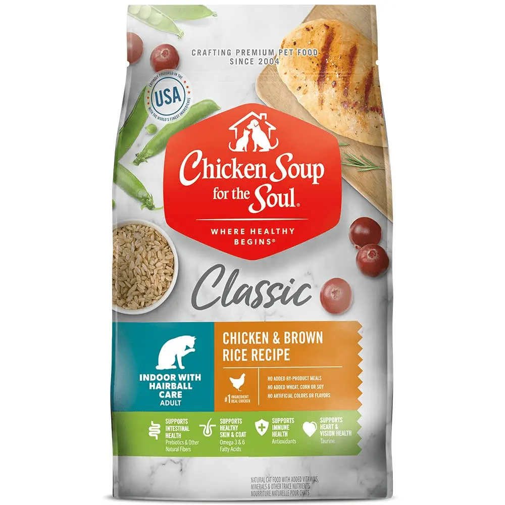 Adult Natural Dry Indoor Cat Food with Hairball Care Chicken & Brown Rice